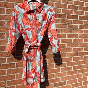 Beachy Seashell Moda Posa - Carlotta Belted Shirt Dress - 100% Cotton